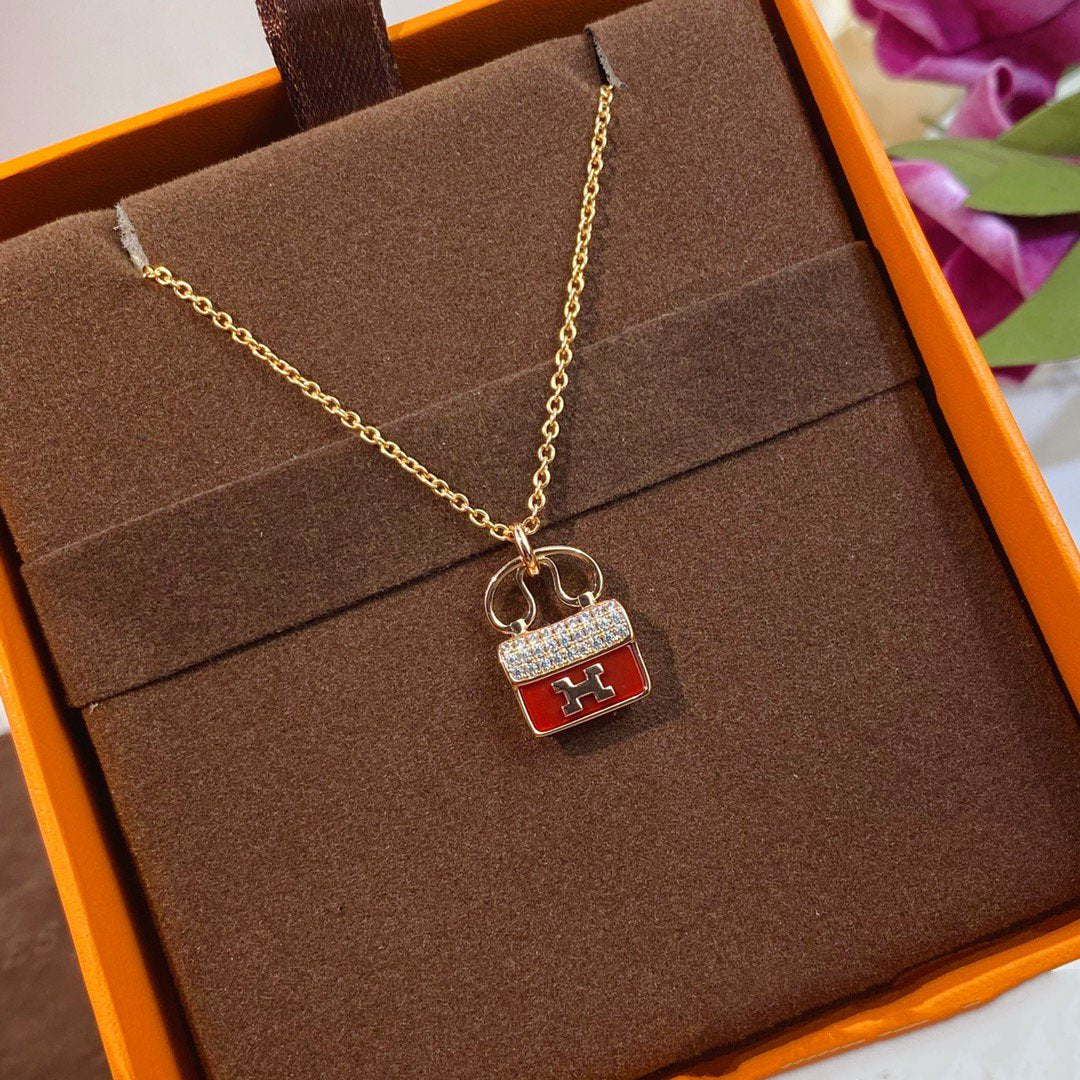 [⭐moonlume]CONSTANCE RED PEDANT PINK GOLD NECKLACE