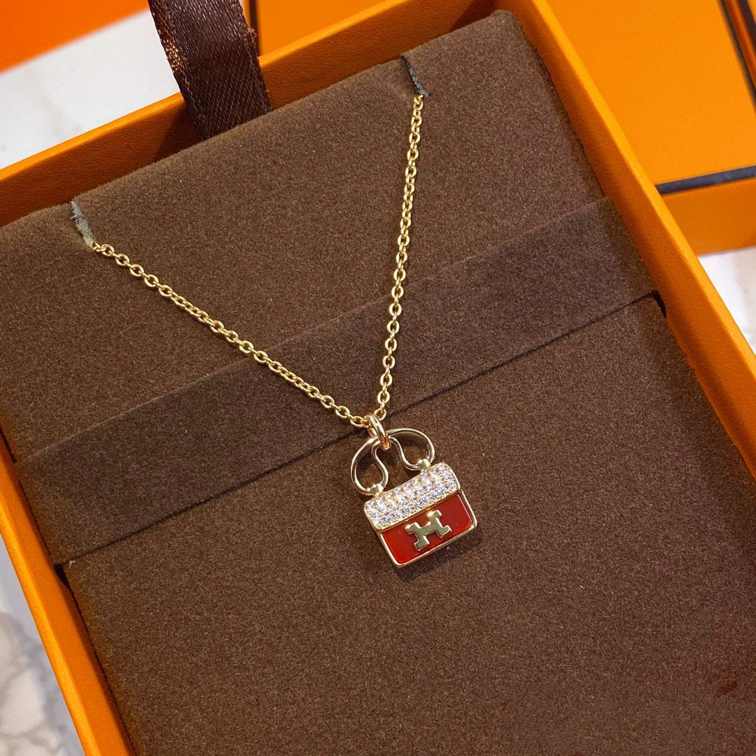 [⭐moonlume]CONSTANCE RED PEDANT PINK GOLD NECKLACE