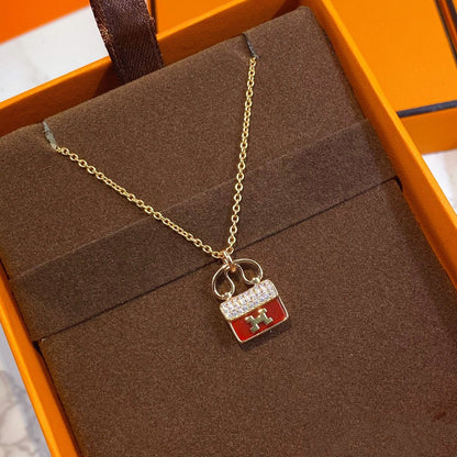 [⭐moonlume]CONSTANCE RED PEDANT PINK GOLD NECKLACE
