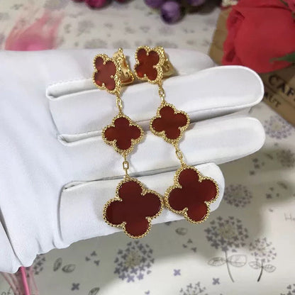 [⭐moonlume]CLOVER 3 MOTIF CARNELIAN DROP EARRINGS