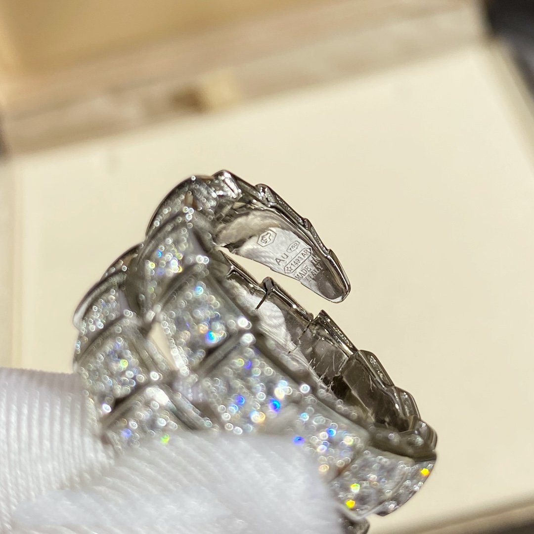 [⭐moonlume]SERPENTI DOUBLE RING SILVER DIAMOND PAVED
