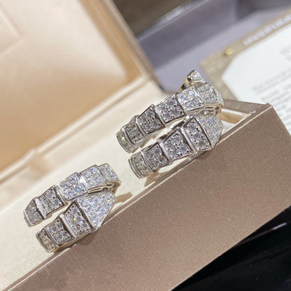 [⭐moonlume]SERPENTI DOUBLE RING SILVER DIAMOND PAVED