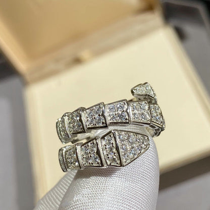 [⭐moonlume]SERPENTI DOUBLE RING SILVER DIAMOND PAVED