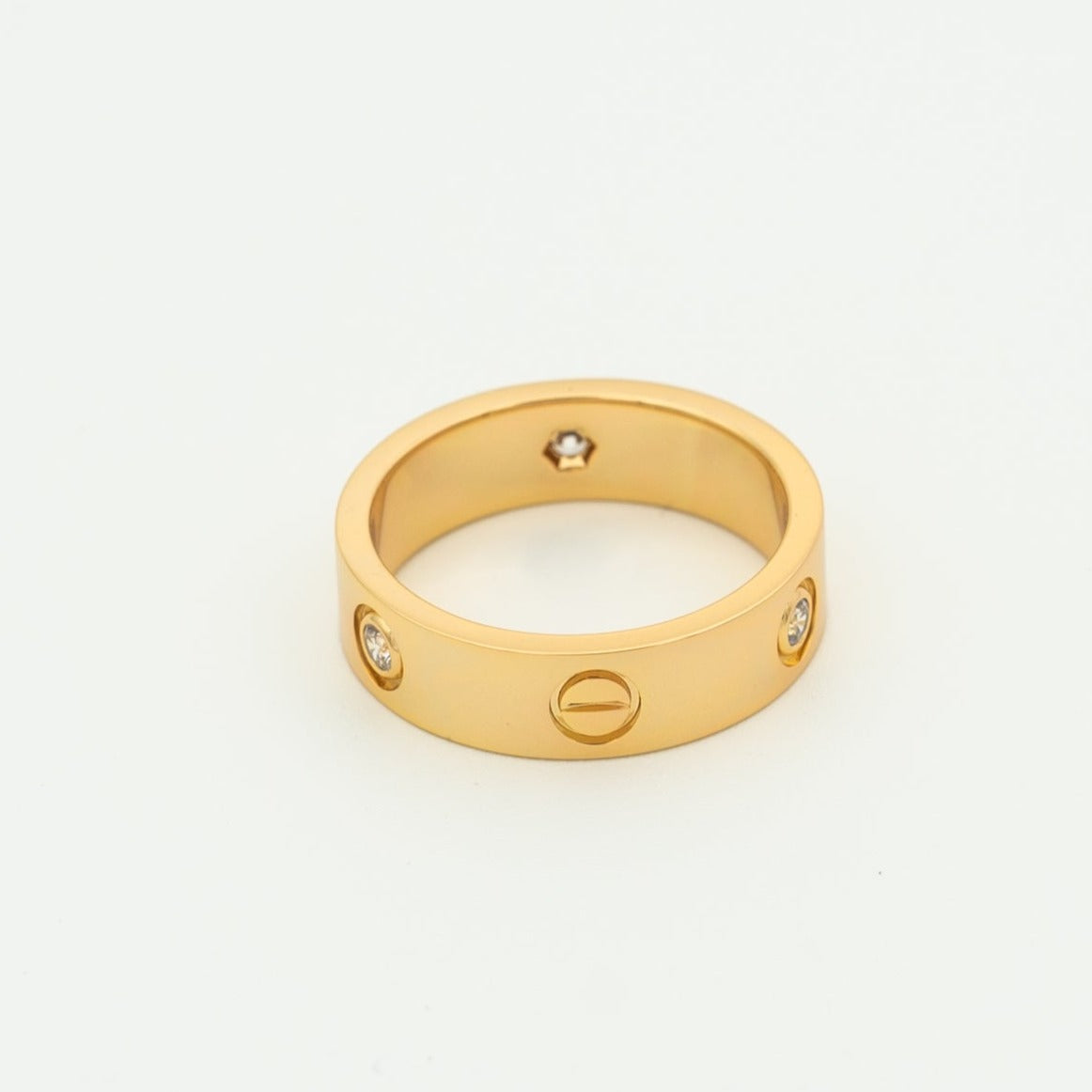 [⭐moonlume]LOVE RING 5.5MM 3 DIAMONDS PINK GOLD