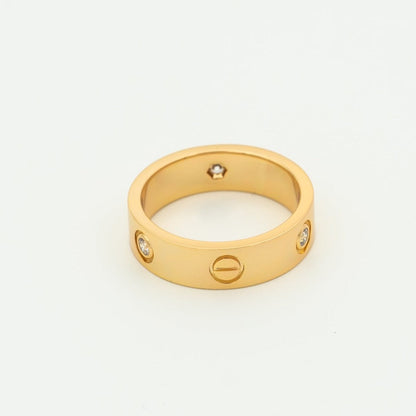 [⭐moonlume]LOVE RING 5.5MM 3 DIAMONDS PINK GOLD