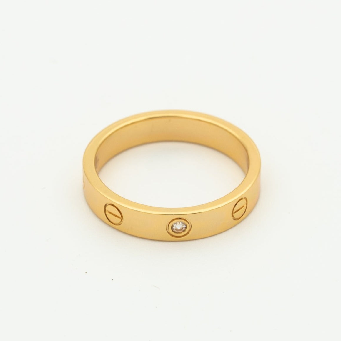 [⭐moonlume]LOVE RING 4MM 1 DIAMOND PINK GOLD