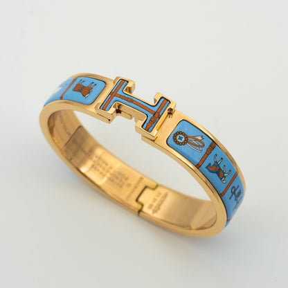 [⭐moonlume]H PINK GOLD BRACELET BLUE CERAMIC