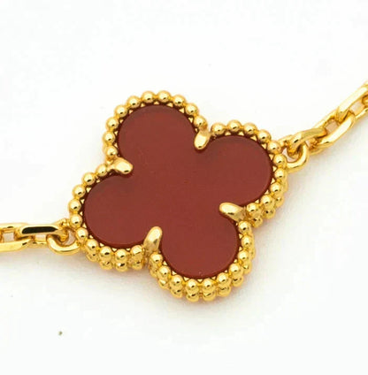 [⭐moonlume] CLOVER 5 MOTIF RED CORNELIAN BRACELET COLLECTION