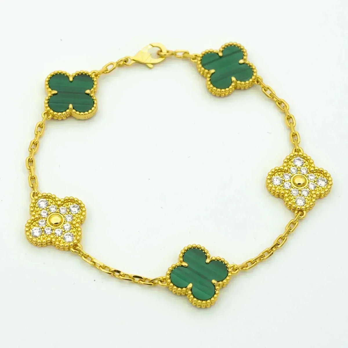 [⭐moonlume] CLOVER 5 MOTIF MALACHITE BRACELET COLLECTION