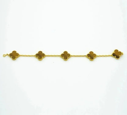 [⭐moonlume] CLOVER 5 MOTIFS TIGER EYE BRACELET COLLECTION