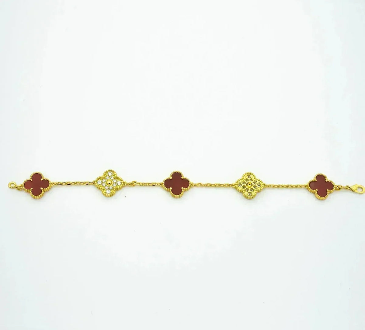 [⭐moonlume] CLOVER 5 MOTIF RED CORNELIAN BRACELET COLLECTION