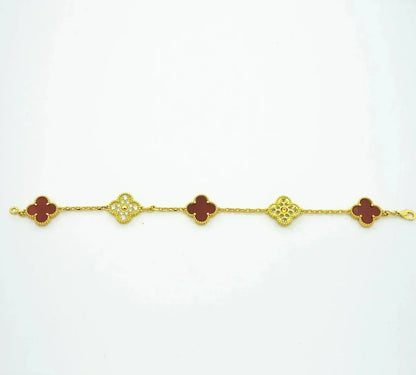 [⭐moonlume] CLOVER 5 MOTIF RED CORNELIAN BRACELET COLLECTION