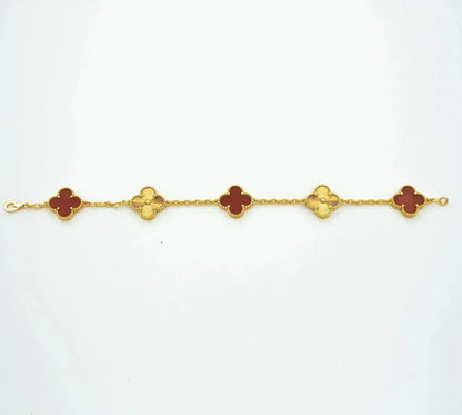 [⭐moonlume] CLOVER 5 MOTIF RED CORNELIAN BRACELET COLLECTION