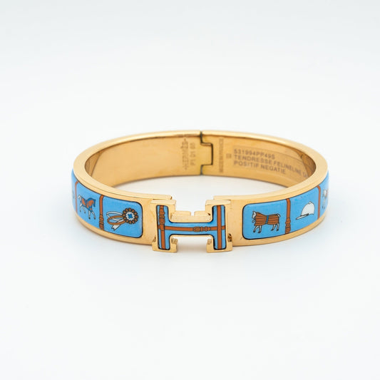[⭐moonlume]H PINK GOLD BRACELET BLUE CERAMIC