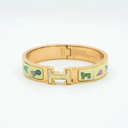 [⭐moonlume]H PINK GOLD BRACELET CREAM CERAMIC