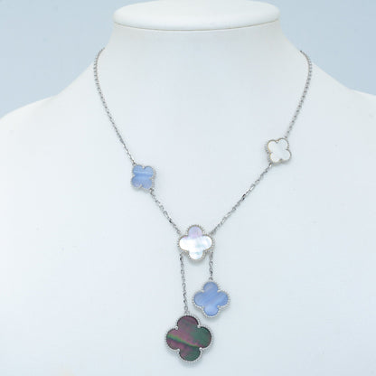 [⭐moonlume]CLOVER MOP CHALCEDONY NECKLACE SILVER 6 MOTIF