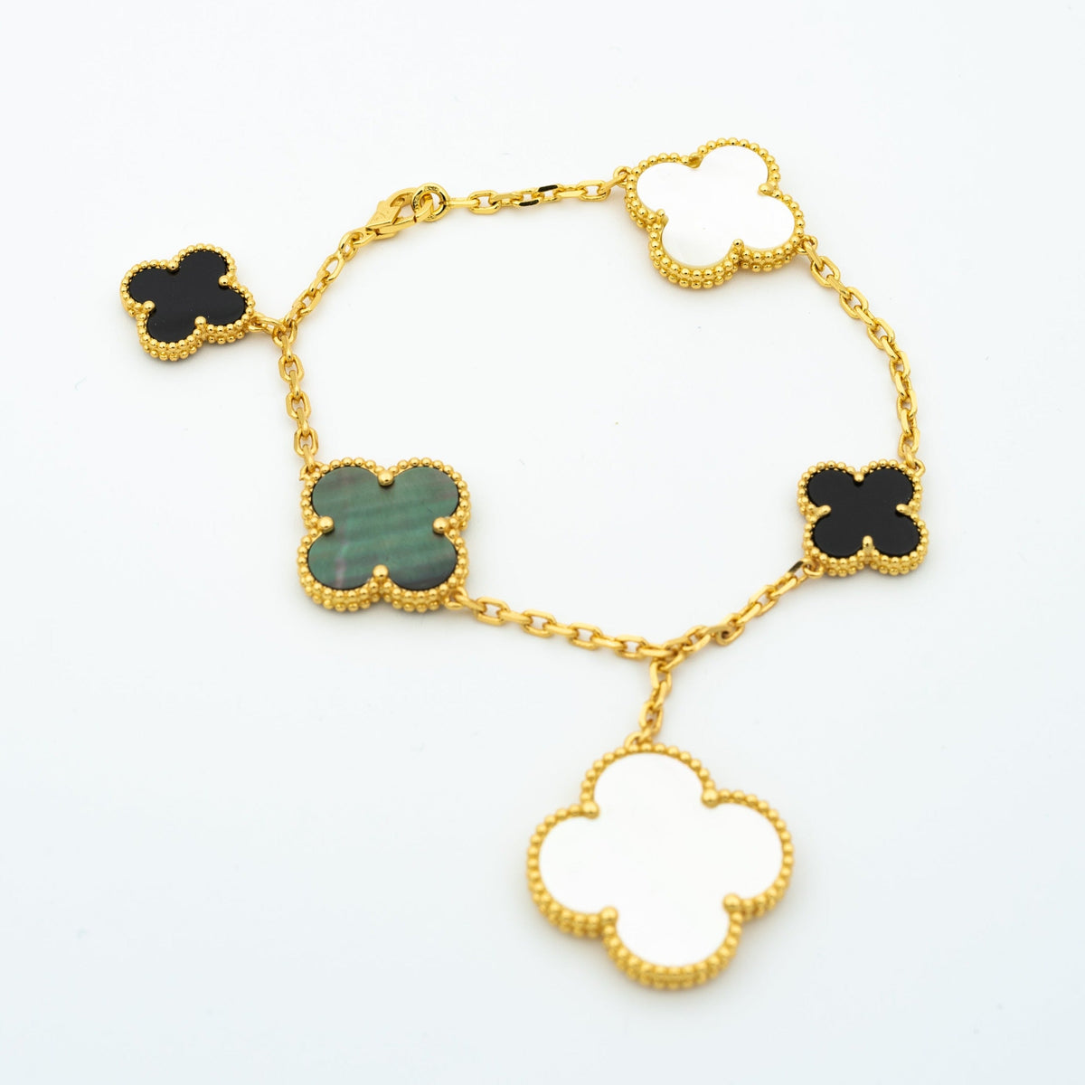 [⭐moonlume]CLOVER BRACELET 5 MOTIFS ONYX MOP