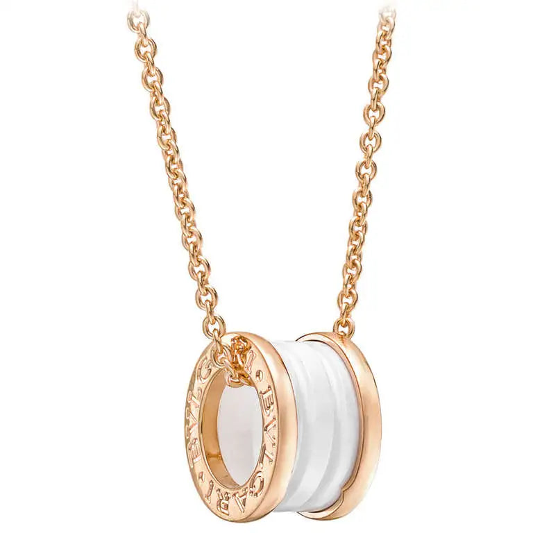 [⭐moonlume]ZERO 1 WHITE CERAMIC PINK GOLD DIAMOND NECKLACE