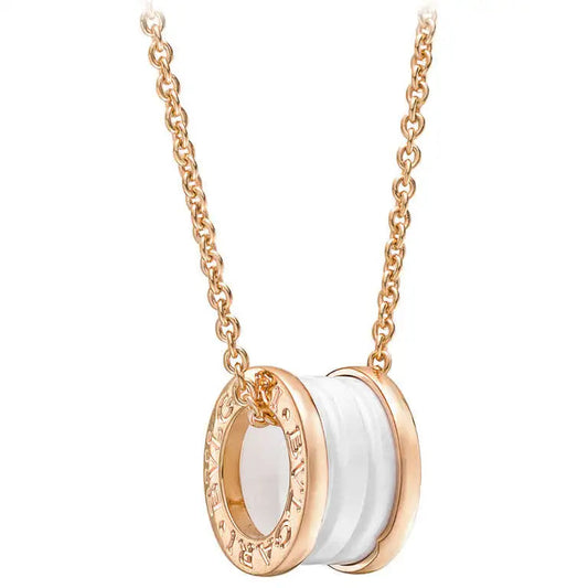 [⭐moonlume]ZERO 1 WHITE CERAMIC PINK GOLD DIAMOND NECKLACE