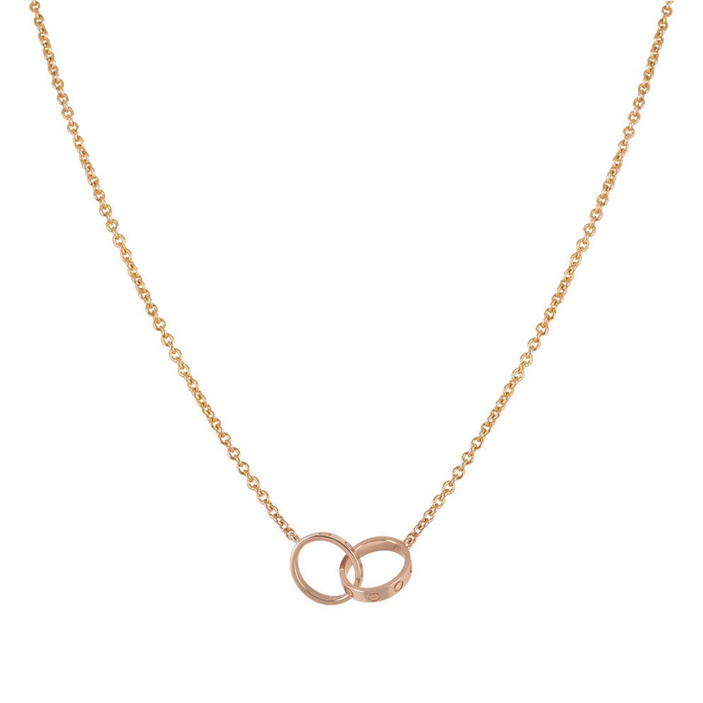 [⭐moonlume]LOVE NECKLACE DOUBLE RING PINK GOLD