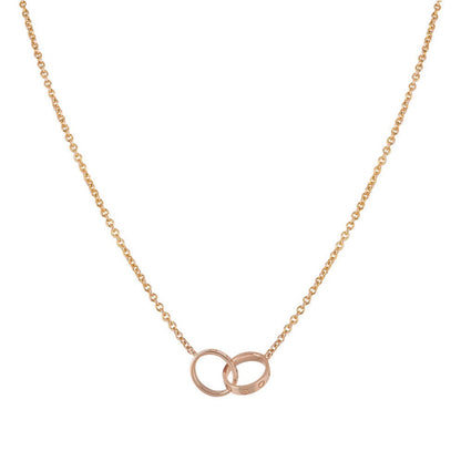 [⭐moonlume]LOVE NECKLACE DOUBLE RING PINK GOLD