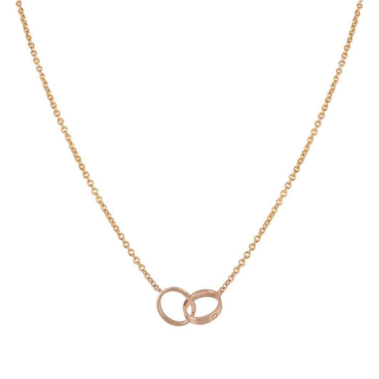 [⭐moonlume]LOVE NECKLACE DOUBLE RING PINK GOLD