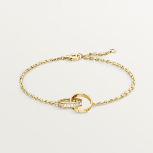 [⭐moonlume]LOVE DOUBLE RING HALF DIAMOND BRACELET