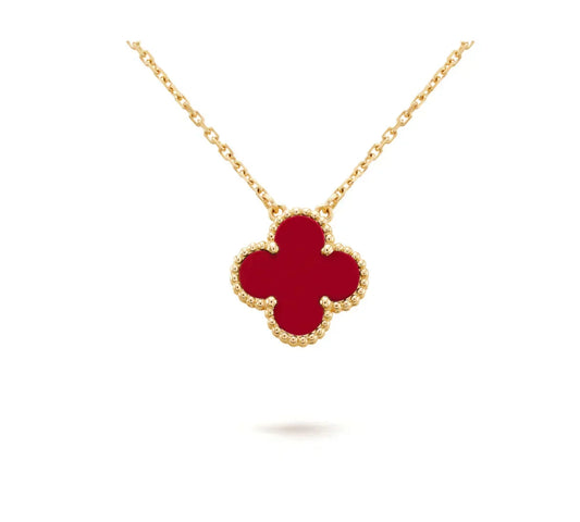 [⭐moonlume]CLOVER 15MM CARNELIAN SINGLE FLOWER NECKLACE