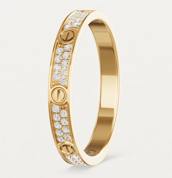 [⭐moonlume]LOVE RING 2.6mm-wide full-diamond ring Gold