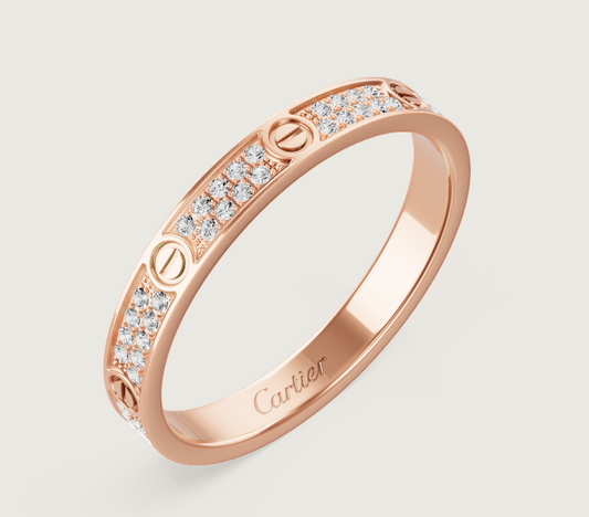 [⭐moonlume]LOVE RING 2.6mm-wide full-diamond ring Rose Gold