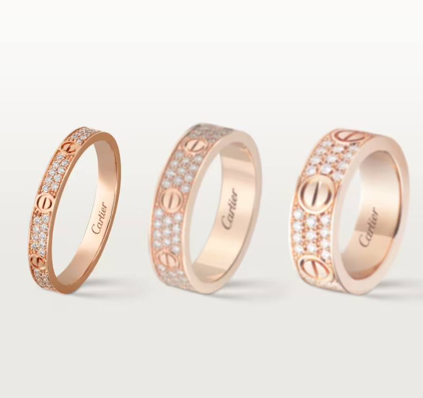 [⭐moonlume]LOVE RING 2.6mm-wide full-diamond ring Rose Gold