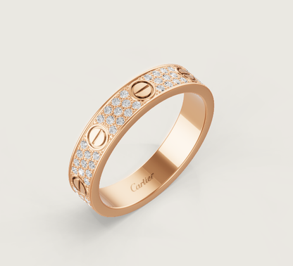 [⭐moonlume]LOVE RING 4mm-wide full-diamond ring Rose Gold