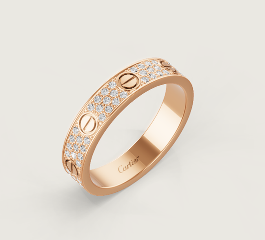 [⭐moonlume]LOVE RING 4mm-wide full-diamond ring Rose Gold