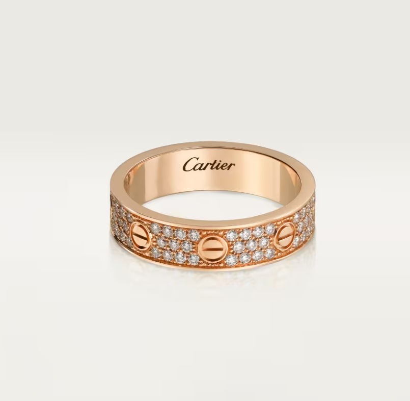 [⭐moonlume]LOVE RING 4mm-wide full-diamond ring Rose Gold