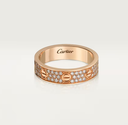 [⭐moonlume]LOVE RING 4mm-wide full-diamond ring Rose Gold