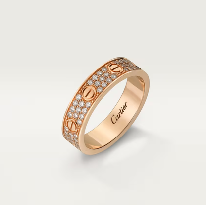 [⭐moonlume]LOVE RING 4mm-wide full-diamond ring Rose Gold