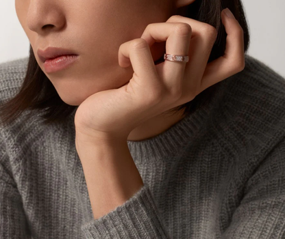 [⭐moonlume]LOVE RING 4mm-wide full-diamond ring Rose Gold