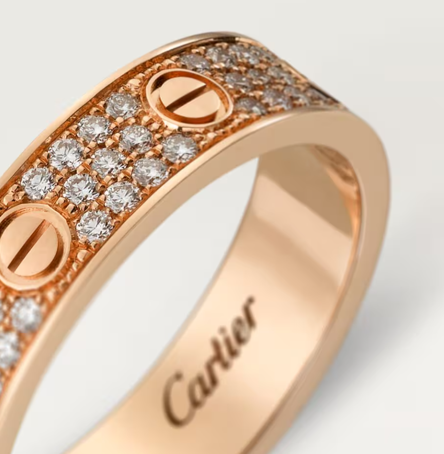 [⭐moonlume]LOVE RING 4mm-wide full-diamond ring Rose Gold