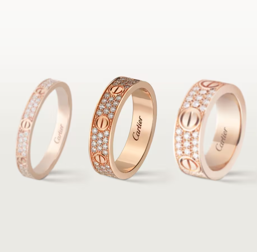 [⭐moonlume]LOVE RING 4mm-wide full-diamond ring Rose Gold