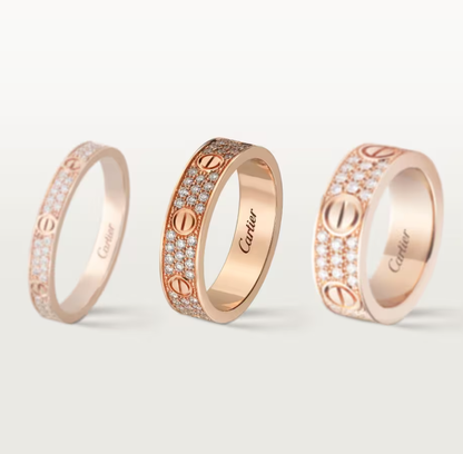 [⭐moonlume]LOVE RING 4mm-wide full-diamond ring Rose Gold