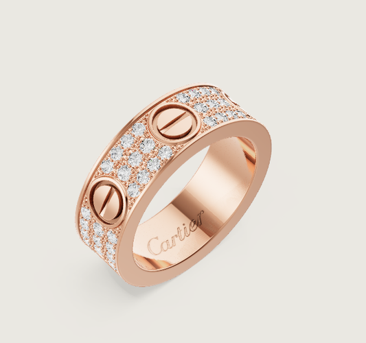 [⭐moonlume]LOVE RING 6.5mm-wide full-diamond ring Rose Gold