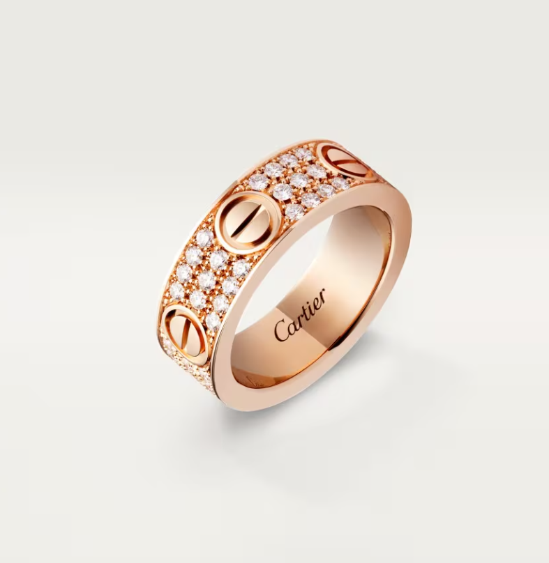 [⭐moonlume]LOVE RING 6.5mm-wide full-diamond ring Rose Gold