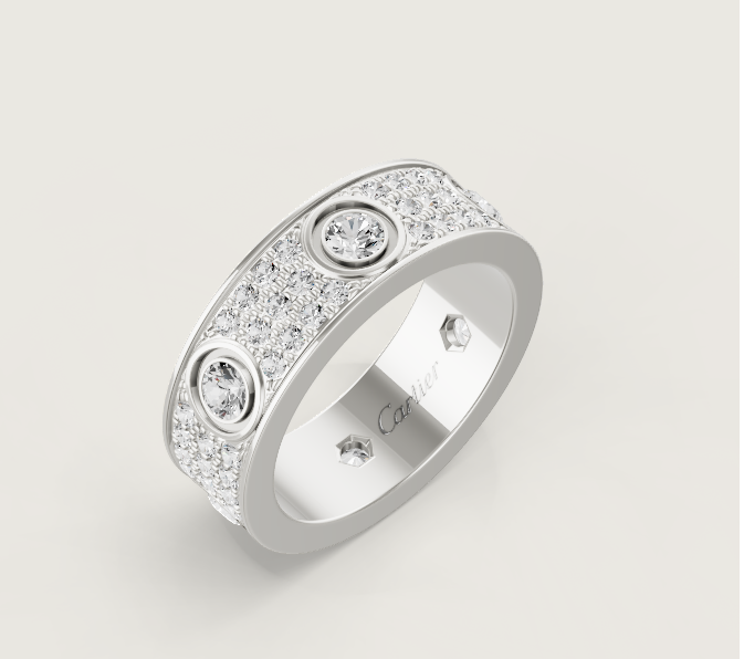 [⭐moonlume]LOVE RING 6.5MM Full Diamond, 6 Major Diamonds Silver
