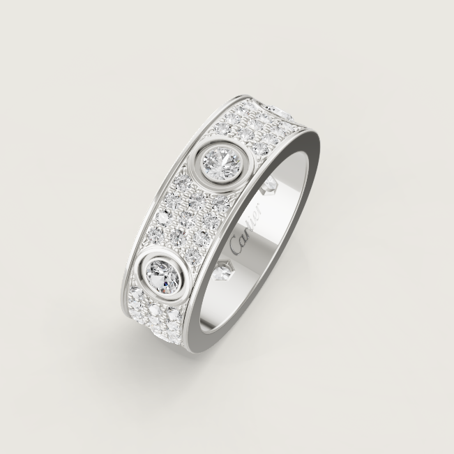 [⭐moonlume]LOVE RING 6.5MM Full Diamond, 6 Major Diamonds Silver