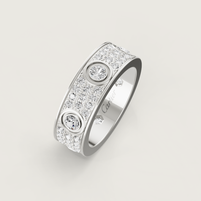 [⭐moonlume]LOVE RING 6.5MM Full Diamond, 6 Major Diamonds Silver