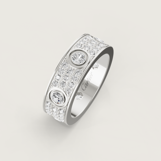 [⭐moonlume]LOVE RING 6.5MM Full Diamond, 6 Major Diamonds Silver