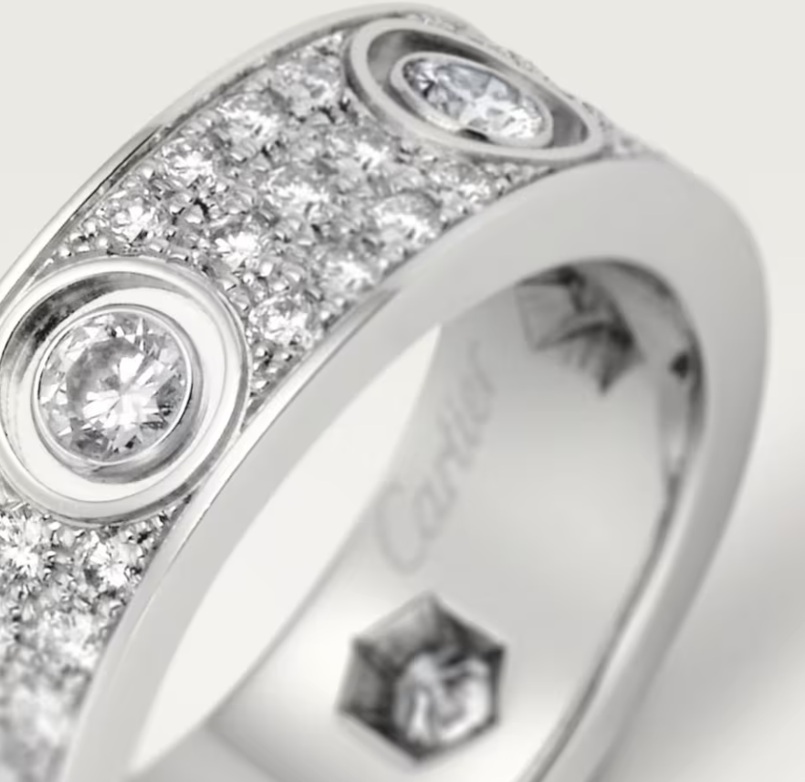 [⭐moonlume]LOVE RING 6.5MM Full Diamond, 6 Major Diamonds Silver