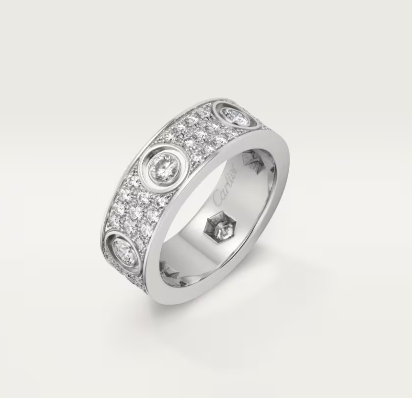 [⭐moonlume]LOVE RING 6.5MM Full Diamond, 6 Major Diamonds Silver