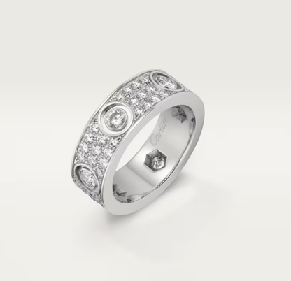 [⭐moonlume]LOVE RING 6.5MM Full Diamond, 6 Major Diamonds Silver