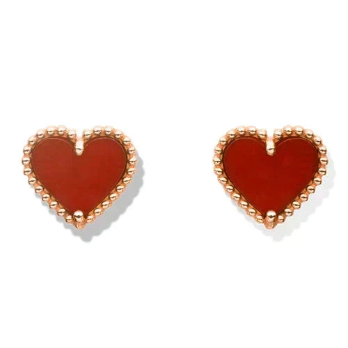 [⭐moonlume]HEART CARNELIAN STUD EARRINGS